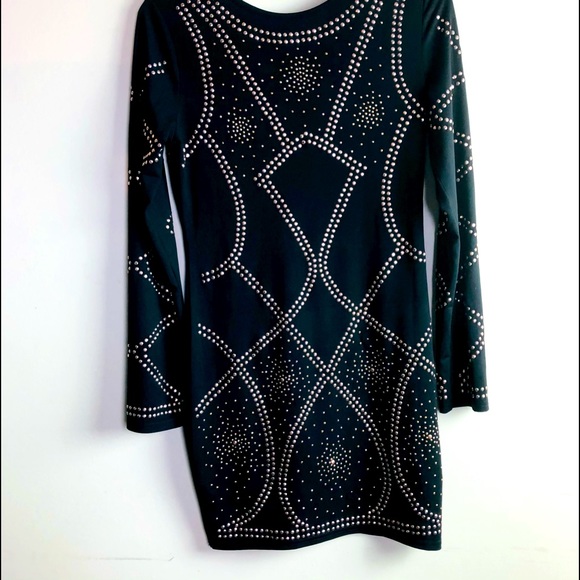 💲SOLD 💲SOLD PRIVY Black dress studded details stretch Sz M - Picture 10 of 12